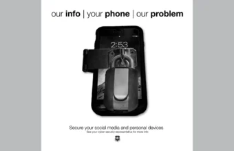 Padlock and chain securing a digital device, representing endpoint security
