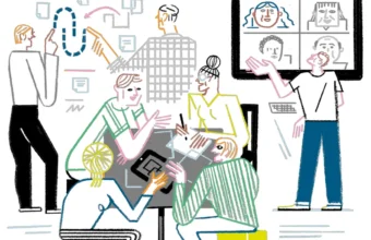 A team collaborating around product and platform design work