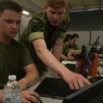 Cyber defense operators reviewing suspicious network activity during a Cyber Shield exercise
