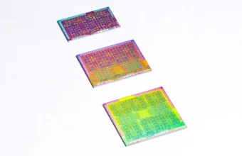 Close-up of GPU chip dies, representing VRAM and hardware choices for hosting small open-source models.