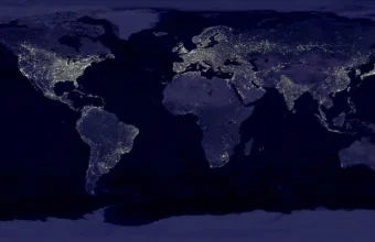 Nighttime satellite view of lights across the Earth, representing globally distributed DNS fast-flux infrastructure.
