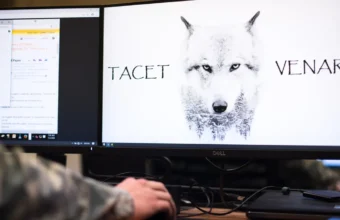 Computer monitor in a U.S. Air Force cyber defense exercise, representing WordPress vulnerability response