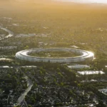 Aerial view of Apple Park, Apple's headquarters campus in Cupertino, California