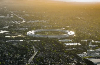 Aerial view of Apple Park, Apple's headquarters campus in Cupertino, California