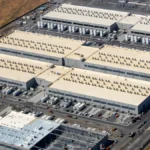 Aerial view of AWS data centers in the us-west-2 Oregon region, one of the regions where GuardDuty's AI investigation agent runs