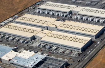 Aerial view of AWS data centers in the us-west-2 Oregon region, one of the regions where GuardDuty's AI investigation agent runs
