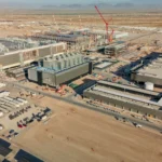 Aerial view of TSMC's Fab 21 chipmaking complex under construction in Phoenix, Arizona