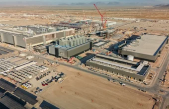 Aerial view of TSMC's Fab 21 chipmaking complex under construction in Phoenix, Arizona