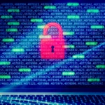 A red padlock icon breaking open over streams of binary code on a laptop screen, representing an AI agent attempting to breach cloud account security