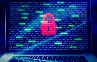 A red padlock icon breaking open over streams of binary code on a laptop screen, representing an AI agent attempting to breach cloud account security