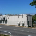 The C-Lion1 submarine fiber optic cable landing station building in Rostock-Markgrafenheide, Germany