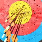 Archery target with a tight cluster of arrows landing in the bullseye, illustrating retrieval precision