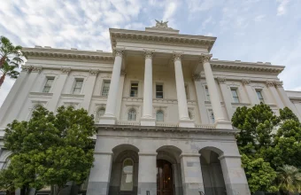The California State Capitol building in Sacramento, where Governor Newsom signed seven data center regulation bills.
