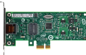 A green Intel PCIe network interface card on a white background, representing the physical network hardware layer where NVIDIA's Sentry watchdog enforces agent security
