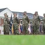 U.S. Space Force Guardians stand in formation during a ceremony, the branch Trump says his new AI Force will be modeled after